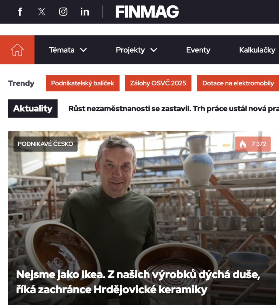 Finmag clanek o Hrdejovicke keramice